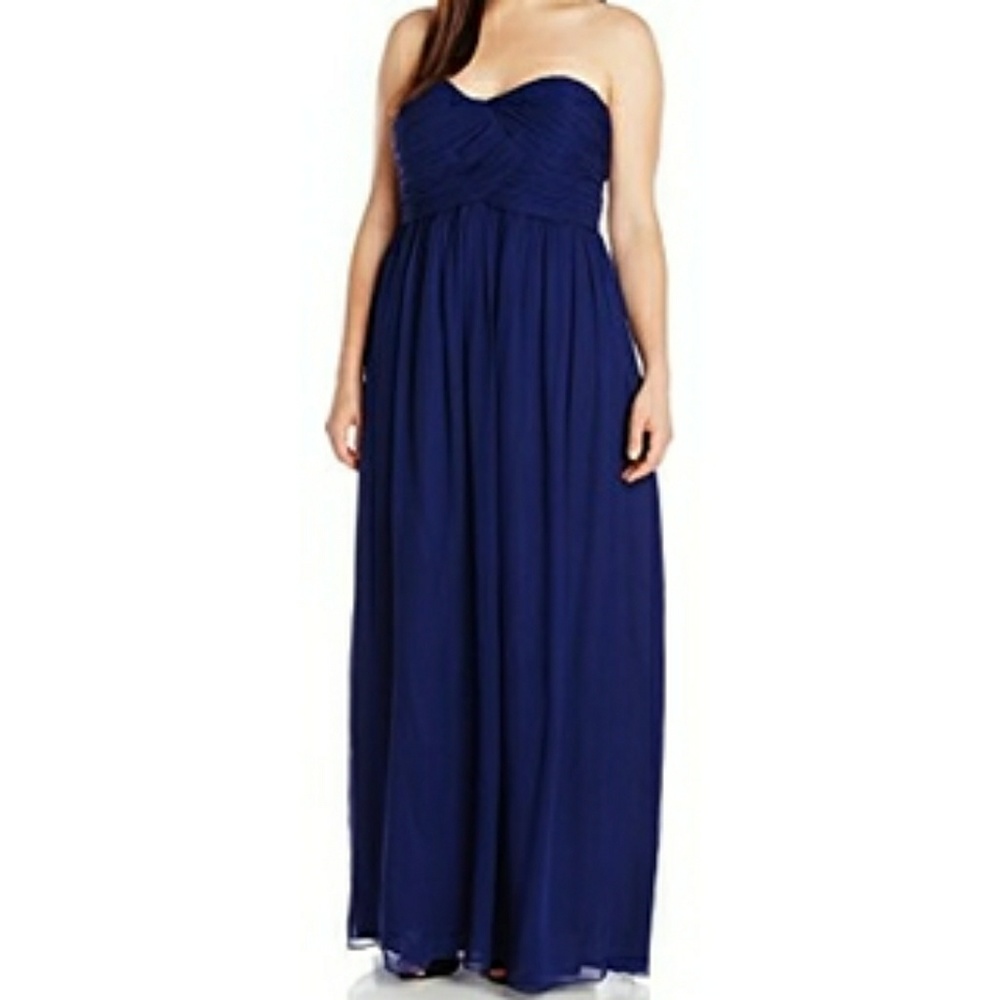 Donna Morgan strapless blue gown